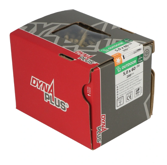Vis pour terrasse 5,0 x 60 mm Xtreme AR-coating tête plate TX-25 DYNAPLUS, 200 pièces