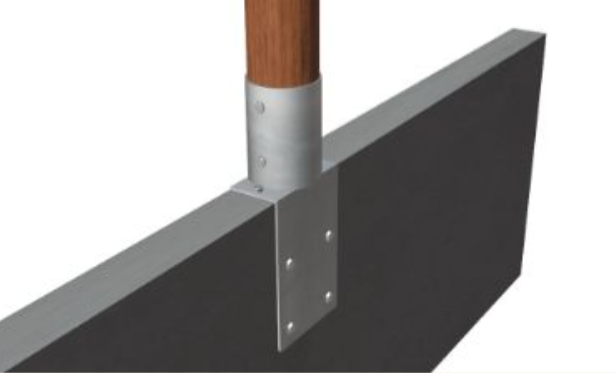 Ancrage pour poteaux ronds sur mur de soutènement Ø101 mm, galvanisé à chaud