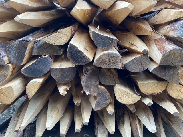 Piquet en châtaignier fendu, écorcé, pointé - Ø 10/12 cm 