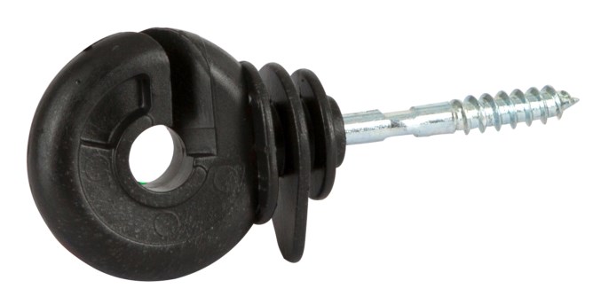 Zwarte ringisolator met schroefdraad voor hout, Ø 5,3 mm - AKO