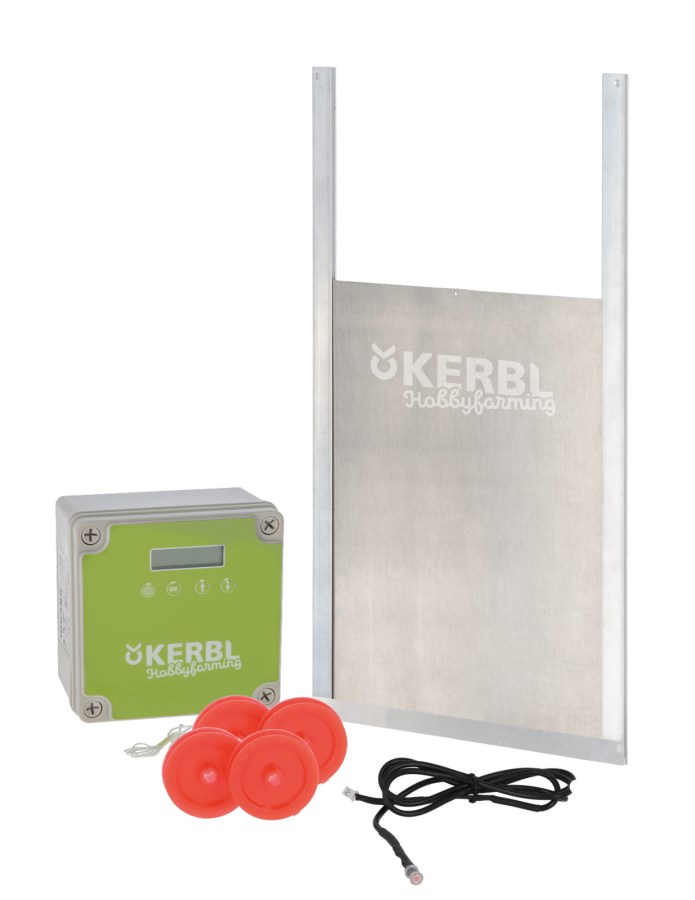 Complete set voor een automatische kippenhokdeur, inclusief schuifdeur - KERBL