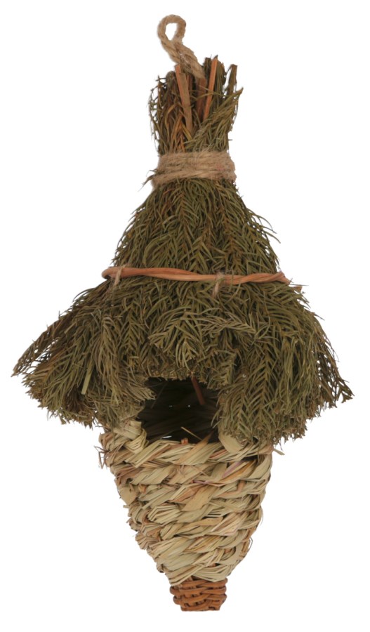 Nichoir en herbe pour oiseaux H.27 cm, Ø12 cm