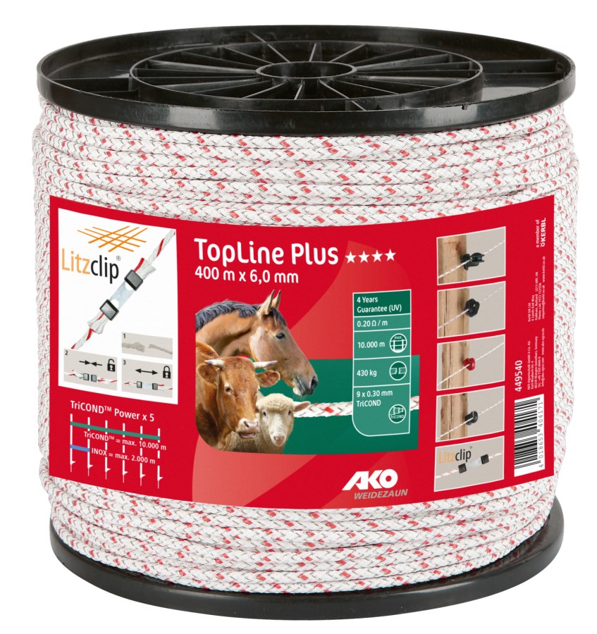Corde TopLine Plus blanc/rouge Ø 6 mm, 400 m  - AKO