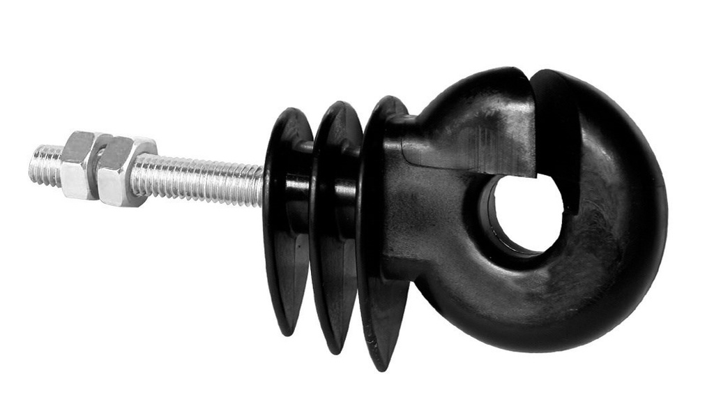 Zwarte ringisolator met schroefdraadstang van 35 mm, Ø 6 mm - AKO (per stuk)