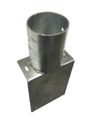 Ancrage pour poteaux ronds sur mur de soutènement Ø101 mm, galvanisé à chaud