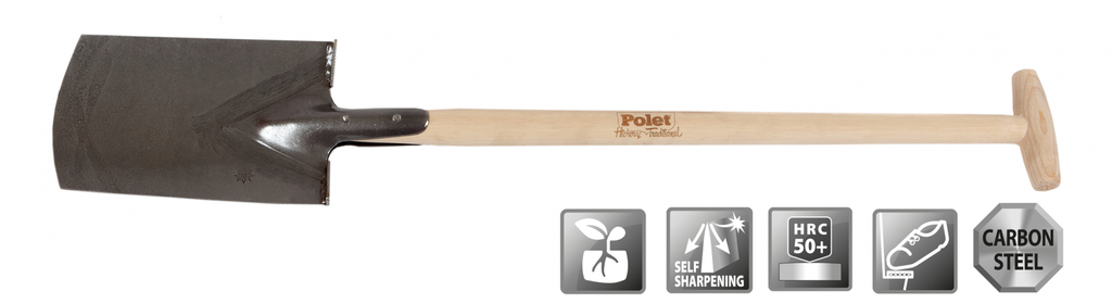 Traditionele spade 28,5 cm met houten steel T - POLET