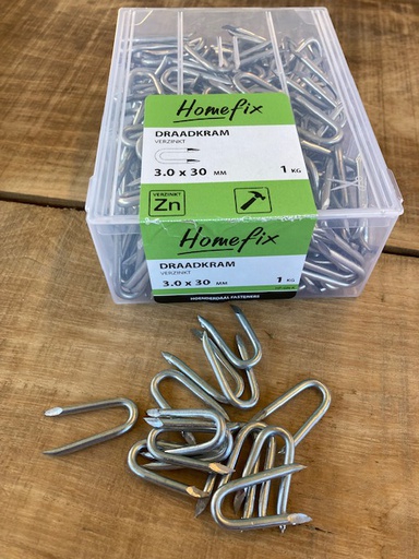 Crampillons type U zingué 3,0 x 30 mm HOMEFIX 