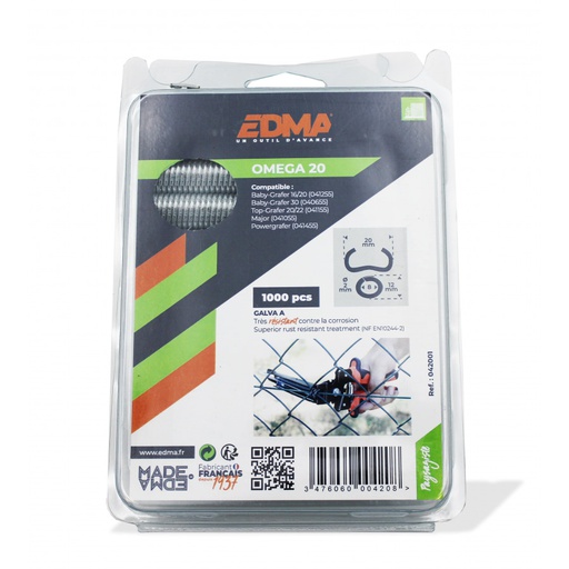 [MAT-ED042001] Omega-nietjes 20, verzinkt, 1000 stuks EDMA