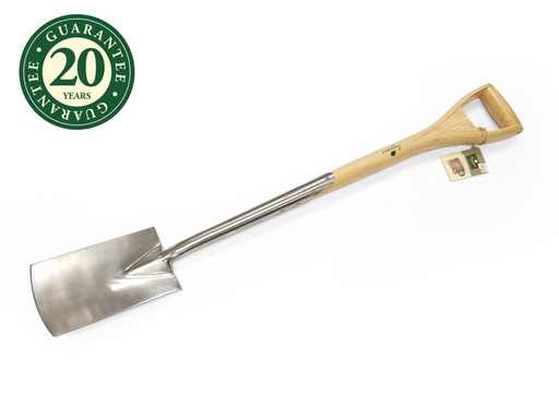 [ELI-S2468] Roestvrijstalen spade, 14 cm, met essenhouten steel van 100 cm – GREENMAN