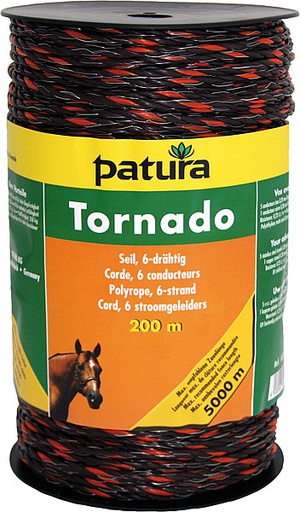 [PAT-182511] Corde TORNADO marron/orange, d. 4,8 mm, rouleau 200 m - PATURA