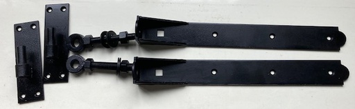 [QU-05-001] Pentures réglables + gonds plat peint noire (45 cm) - la paire