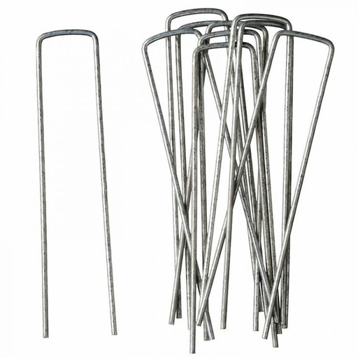[QU-59-001] Bevestigingsklemmen voor mulchdoek, verzinkt, 20 x 3 x 20 cm, dikte 3 mm (100 stuks)