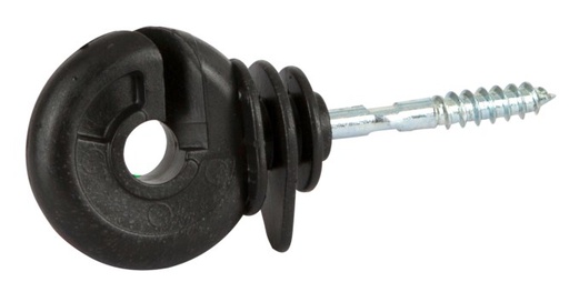 Zwarte ringisolator met schroefdraad voor hout, Ø 5,3 mm - AKO