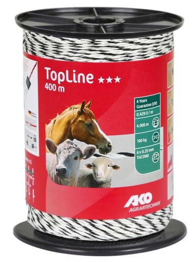 [KER-449594] TopLine-afrasteringsdraad wit/zwart, 400 m - AKO