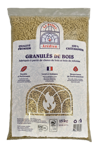 [PELLETAREDIEN15KG] Pellets Arédien 100% Feuillus EN Plus A1 