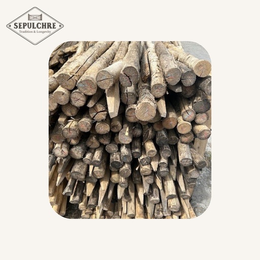 Piquet en acacia rond, écorcé, pointé - DESTOCKAGE