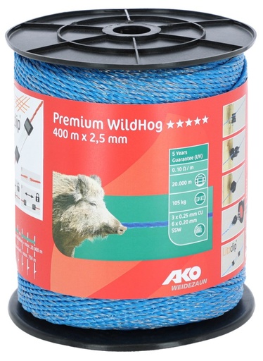 [KER-449312] Premium WildHog-omheiningsdraad, blauw, 2,5 mm, 400 m - AKO
