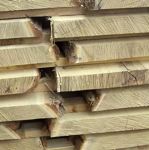 Planche en acacia (robinier) sciée brute avec écorce - non avivée