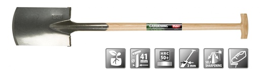 [POL-106110V] Bêche de jardin professionnel 28,5 cm avec manche en bois T - POLET